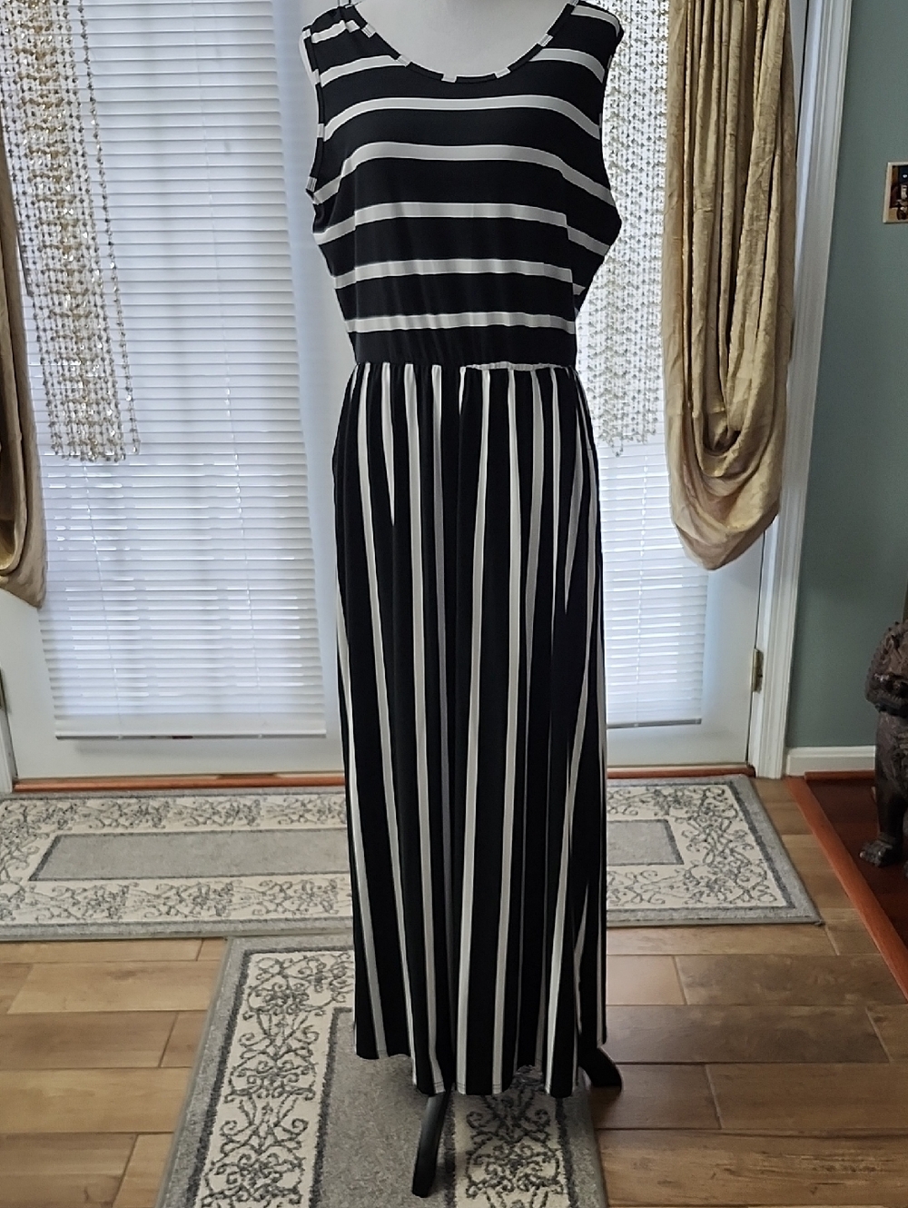 Classic Black & White Striped Maxi Dress
